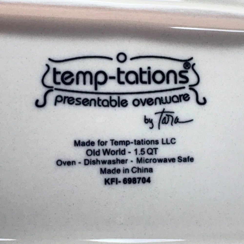 Temp-tations Old World 1.5 QT Rectangle Baker Yellow Floral Stoneware KFI-698704